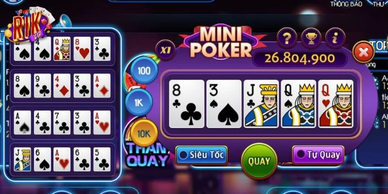 Poker Mini là thể thức cược Poker mới mẻ tại cổng game RIKVIP.